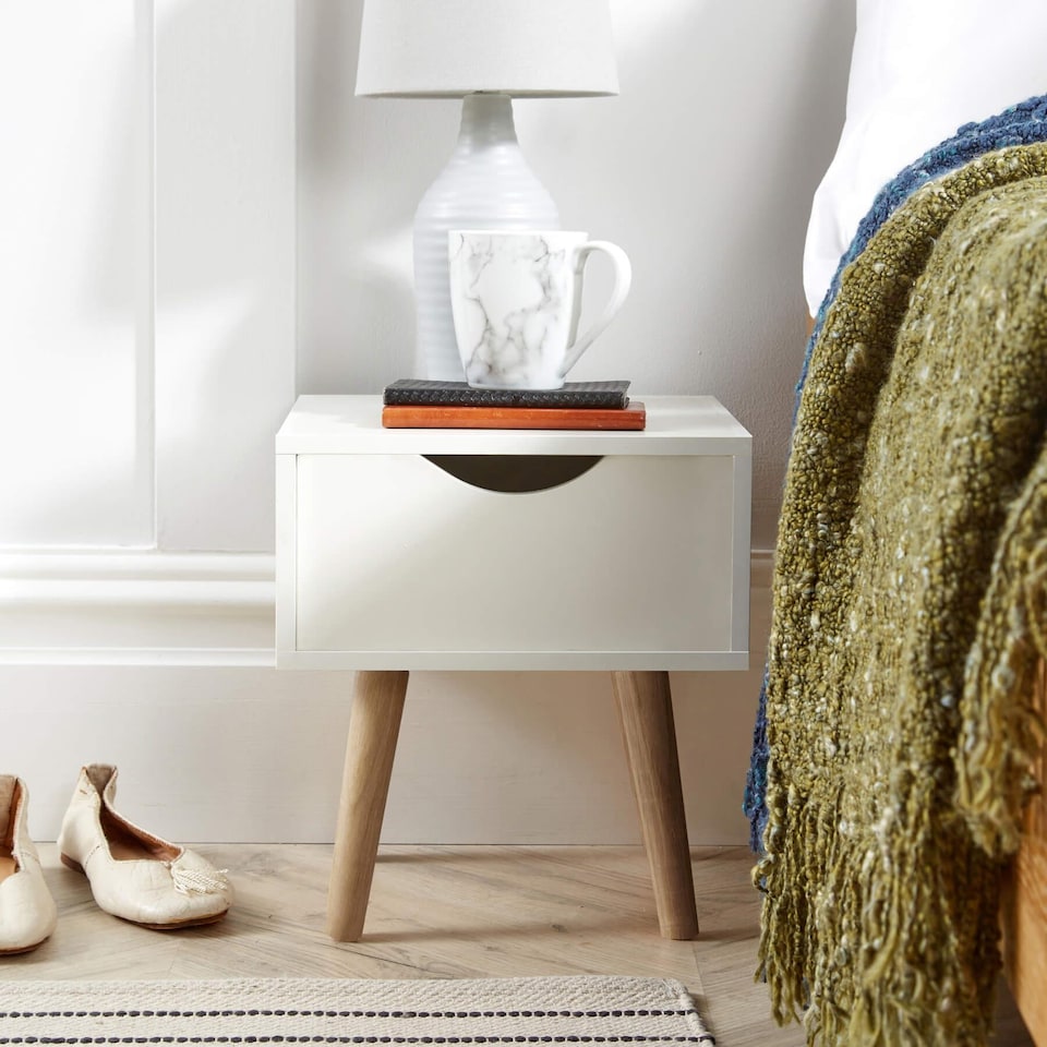 image 1 of Bedside Table Nightstand Compact Design | White