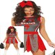 image 1 of Fancy Dress Adult Zombie Cheerleader Grey Red - M