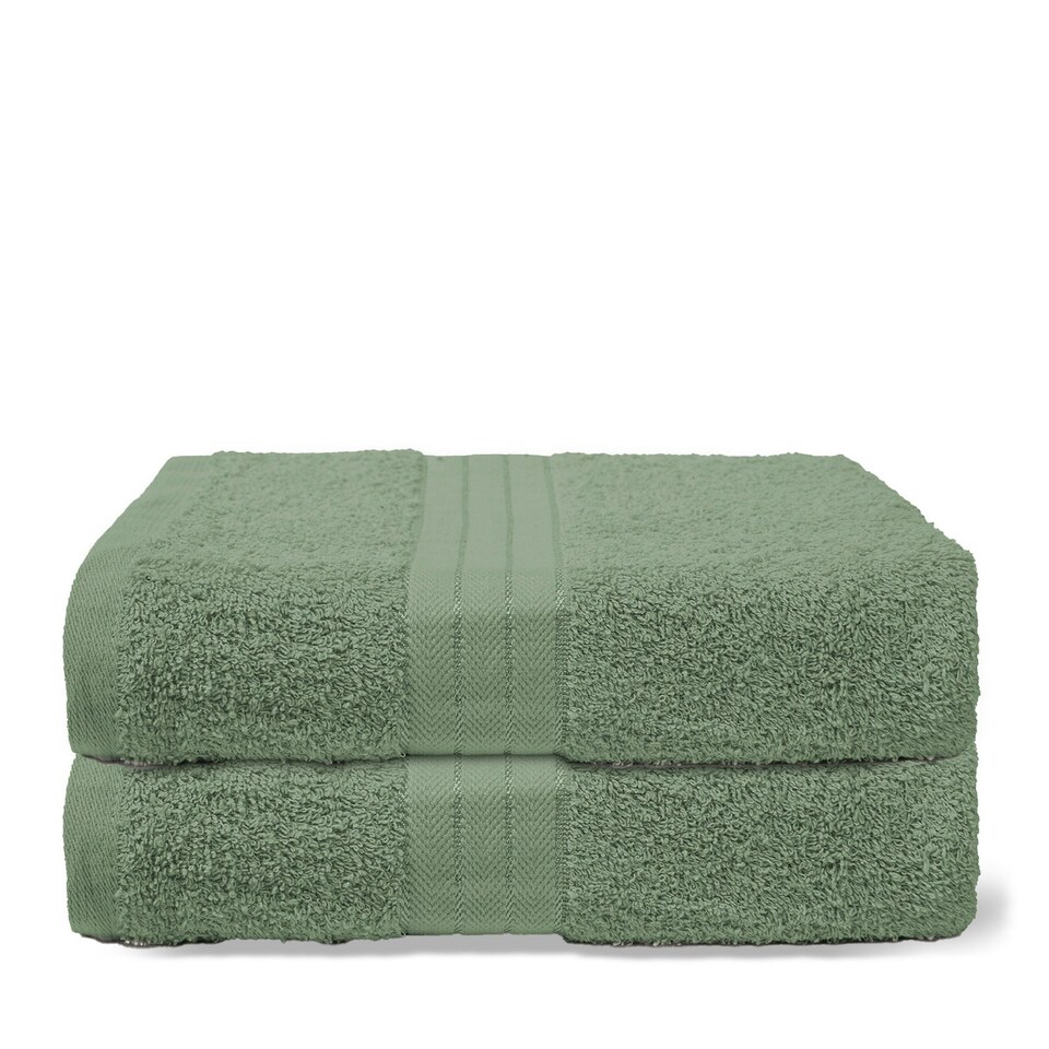 image 1 of OHS 2 x Luxury 100% Cotton 500GSM Bathroom Bath Towel Green | Olive Green | Bath towel