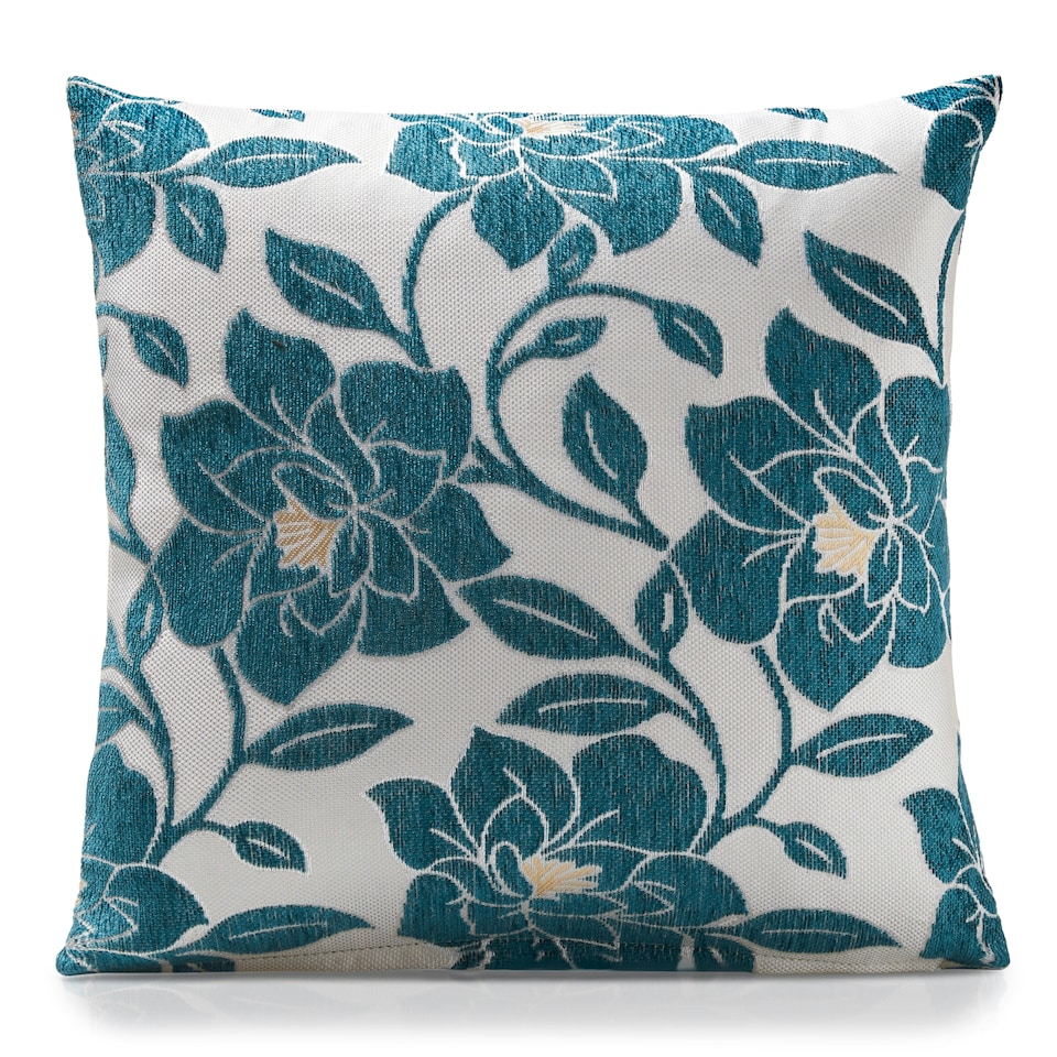 image 1 of Peony Chenille 45cm x 45cm Teal Cushion Set of 4 | Blue | Cream | 45cm x 45cm x 10cm | 4