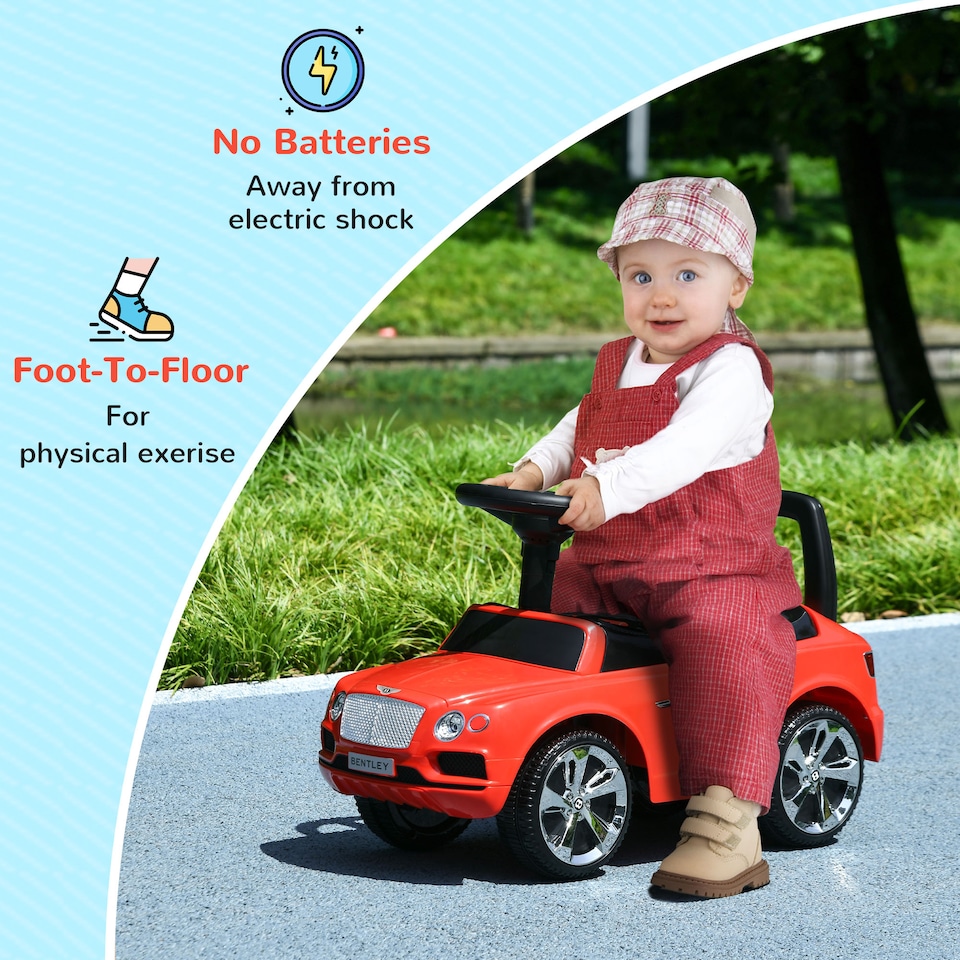 image 1 of AIYAPLAY Bentley Bentayga Licensed Ride on Car, Foot to Floor Sliding Car Push Along Car with Under Seat Storage, Music Horn, for Toddler from 18 to 36 Months - Red