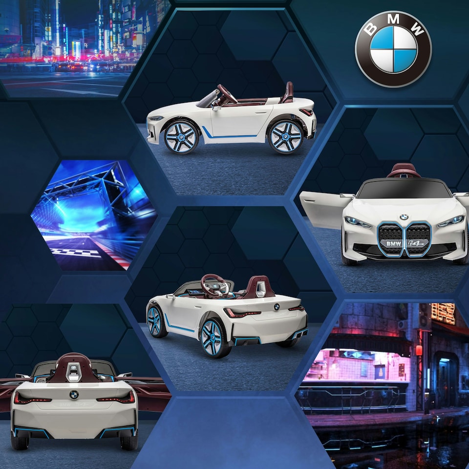 image 1 of HOMCOM BMW i4 Licensed 12V Kids Electric Ride-On Car w/ Remote Control - White