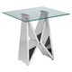 image 1 of Interiors By Premier Modern Design Wing Base End Table, Wing Base Design Metal End Table, Tempered Glass Top Versatile Table Silver