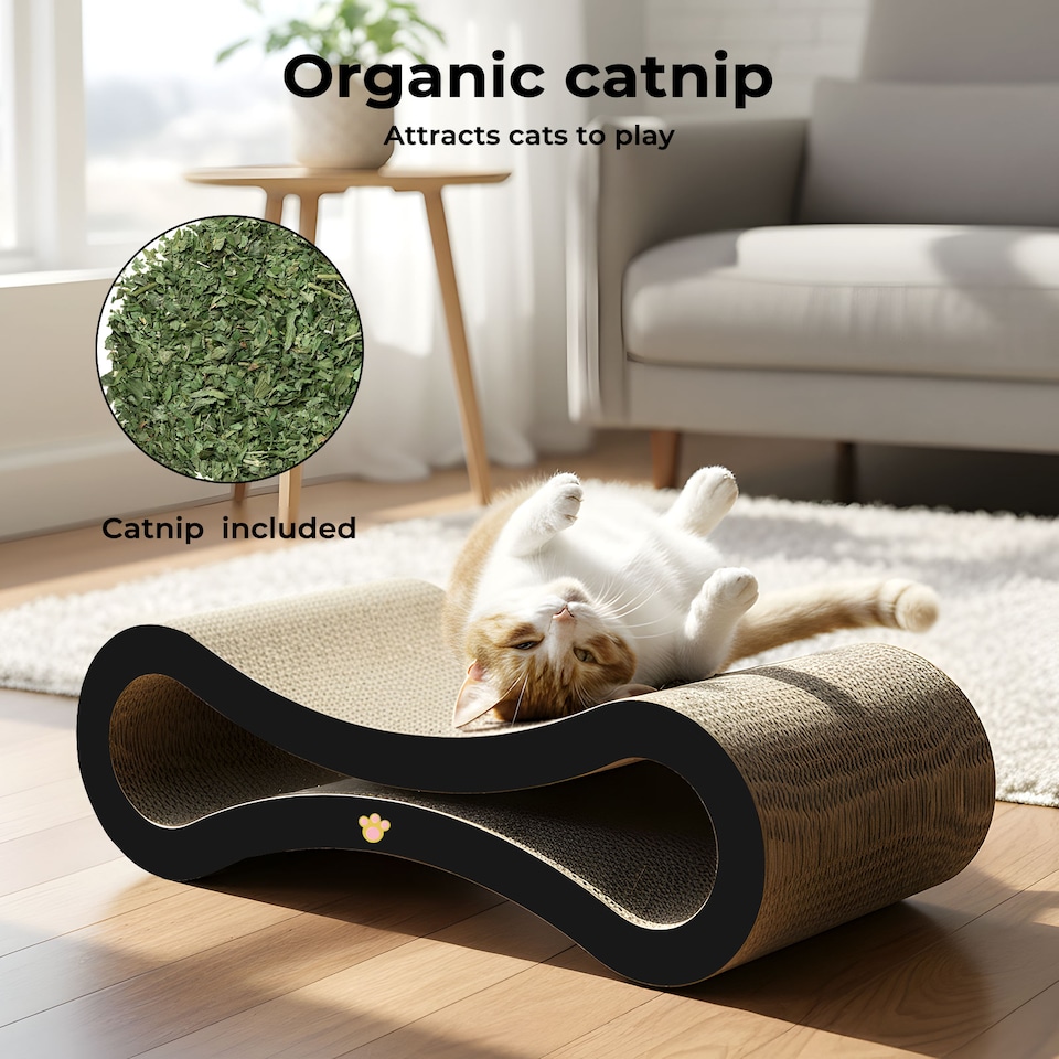 image 1 of Skylos Cat Scratching Board and Lounge Bed Cardboard Scratcher for Cats