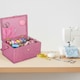 image 5 of Hobby Gift Medium Sewing Box Organiser with Handle - Cotton Craft Storage Basket with Compartments, 18.5 x 25.5 x 14.5cm