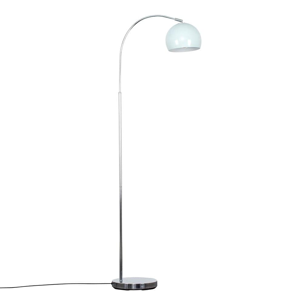 ValueLights Curva Chrome Floor Lamp Blue Metal Dome Shade