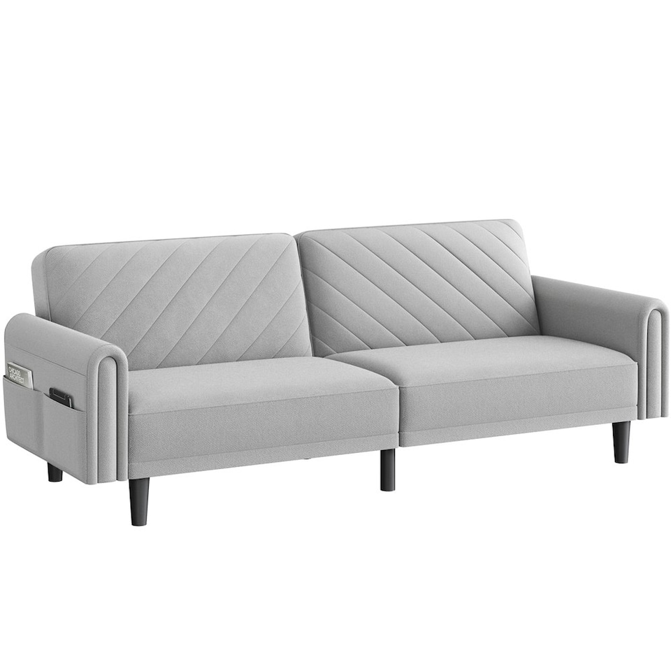 image 1 of Yaheetech Fabric 3-Seater Sofa Bed for Limited Space Grey | Light Grey