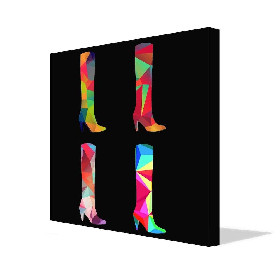 image 1 of Polygonal coloured boots (Canvas Print) 66cm x 66cm