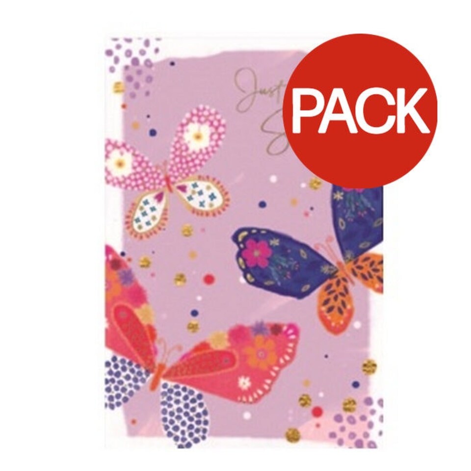 Simon Elvin Just To Say Butterflies Greetings Card (Pack of 6) - Multicoloured - One Size