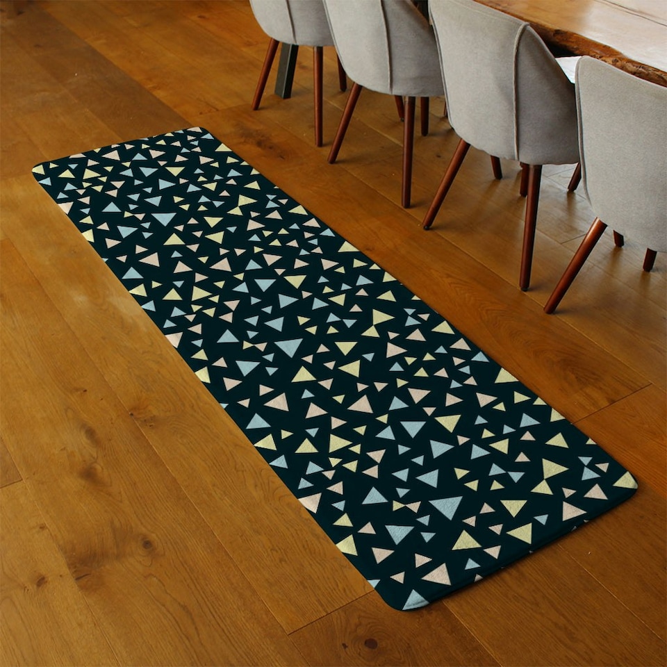 image 1 of Yellow & Blue Triangles (Runner Rug) Multi