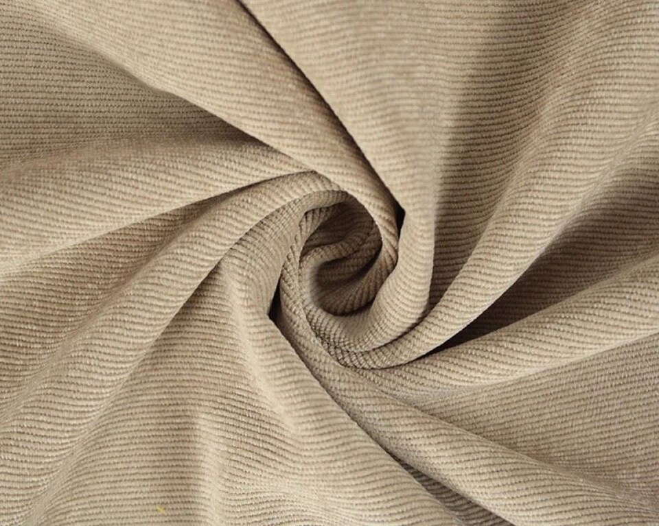 Minerva Sand Deadstock Stretch Woven Needlecord Dressmaking Fabric per metre - 145cm / 57" Wide