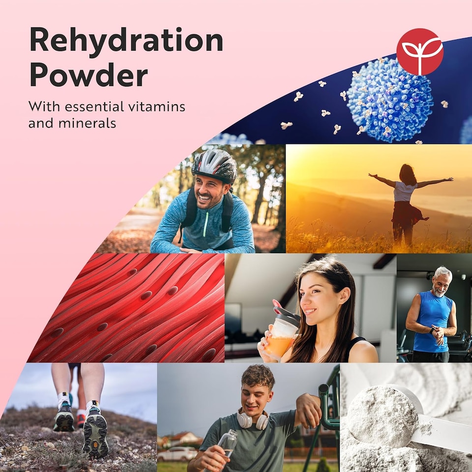 image 1 of Hydravive Rehydration Electrolytes Powder - Watermelon - High Strength Vitamin C & All 8 B Vitamins: B1, B3, B5, B12 - Electrolyte Drinks - 250g