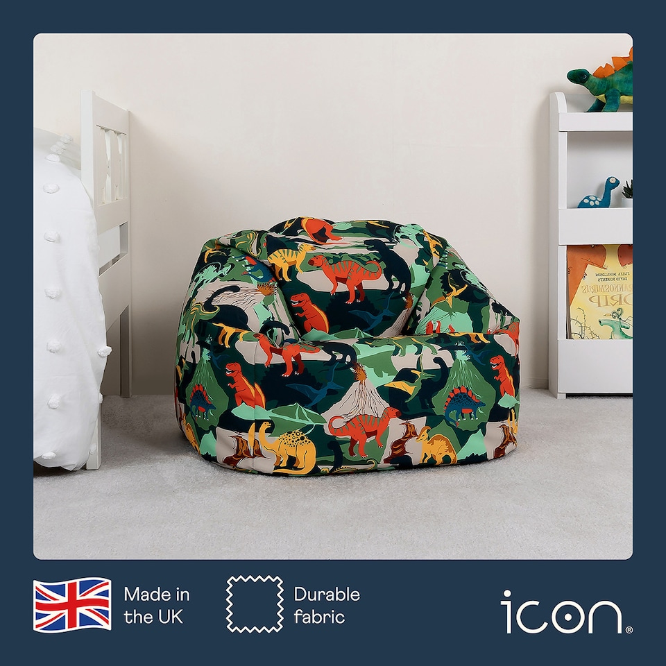 image 1 of Kids Dinosaur Bean Bag Chair Green Childrens Bean Bags | Green | Green | 1