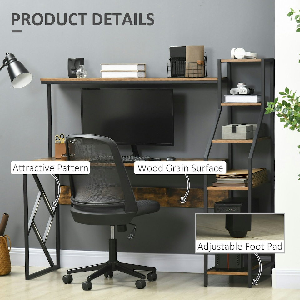 image 1 of HOMCOM Computer Desk with Shelves Home Office Study Table for Small Spaces
