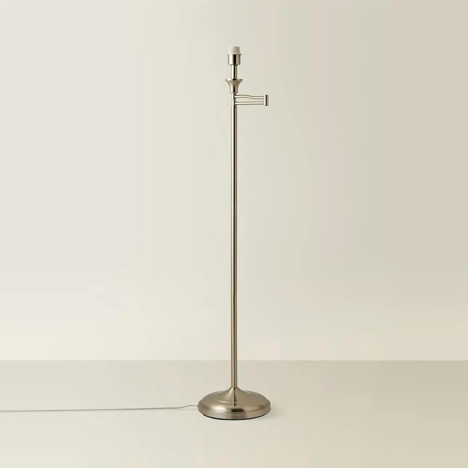 image 1 of ValueLights Modern Adjustable Swing Arm Floor Lamp Base In Brushed Chrome Finish | Chrome