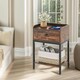 image 2 of Bedside Nightstand Table With Drawer Rustic Brown Brown