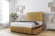 image 4 of Sloomy Kingsley Mustard Plush Divan Bed Base 2 Drawers Right Side With 54 Inch Floor Standing Headboard & 12 Inch Matching Footboard | Gold | Mustard | King | 1
