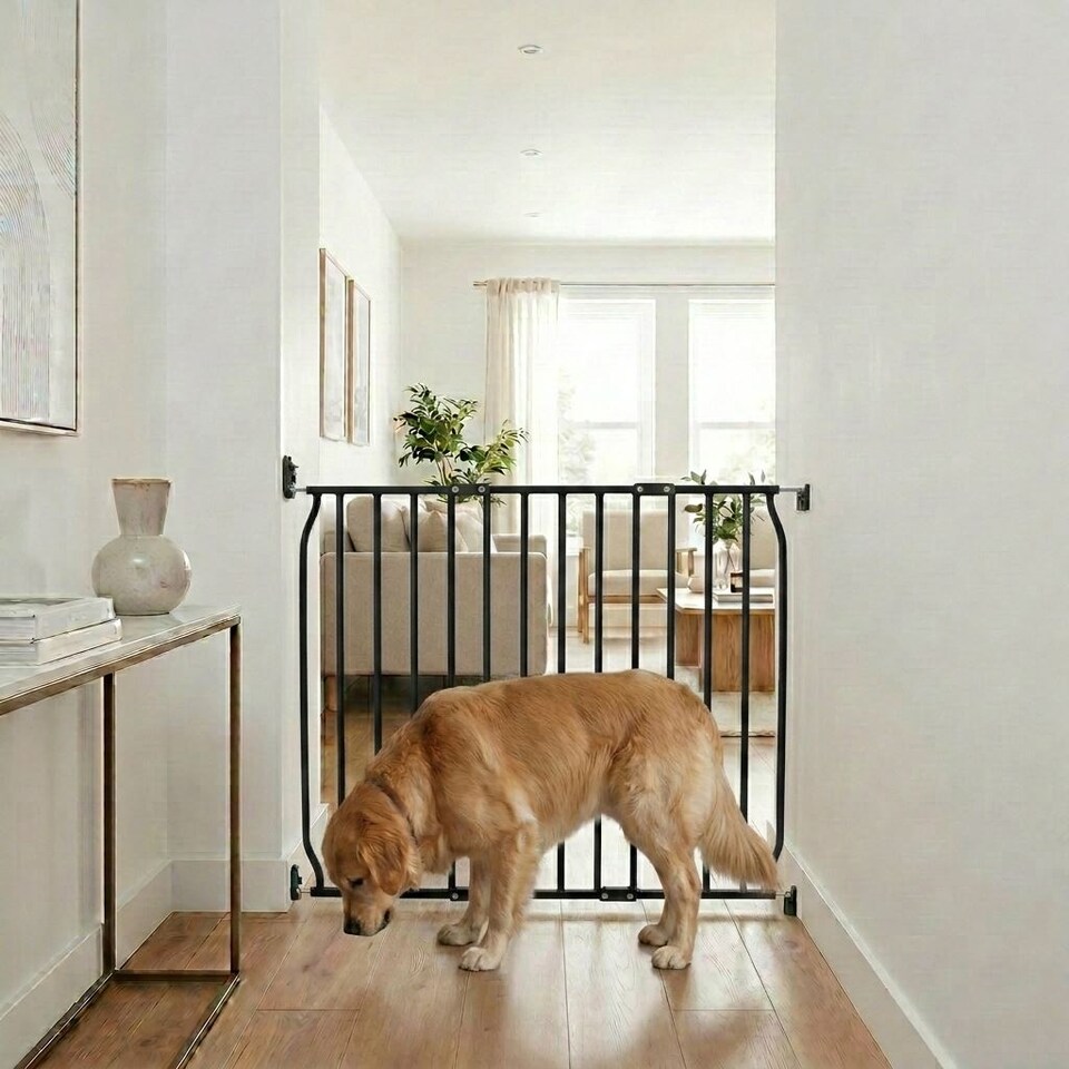 image 1 of Safetots Extra Tall Eco Screw Fit Baby Gate, Black, 110cm - 120cm, Extra Tall Gate 100cm in Height, Stair Gate for Baby, Screw Fitted Safety Gate, Easy Installation