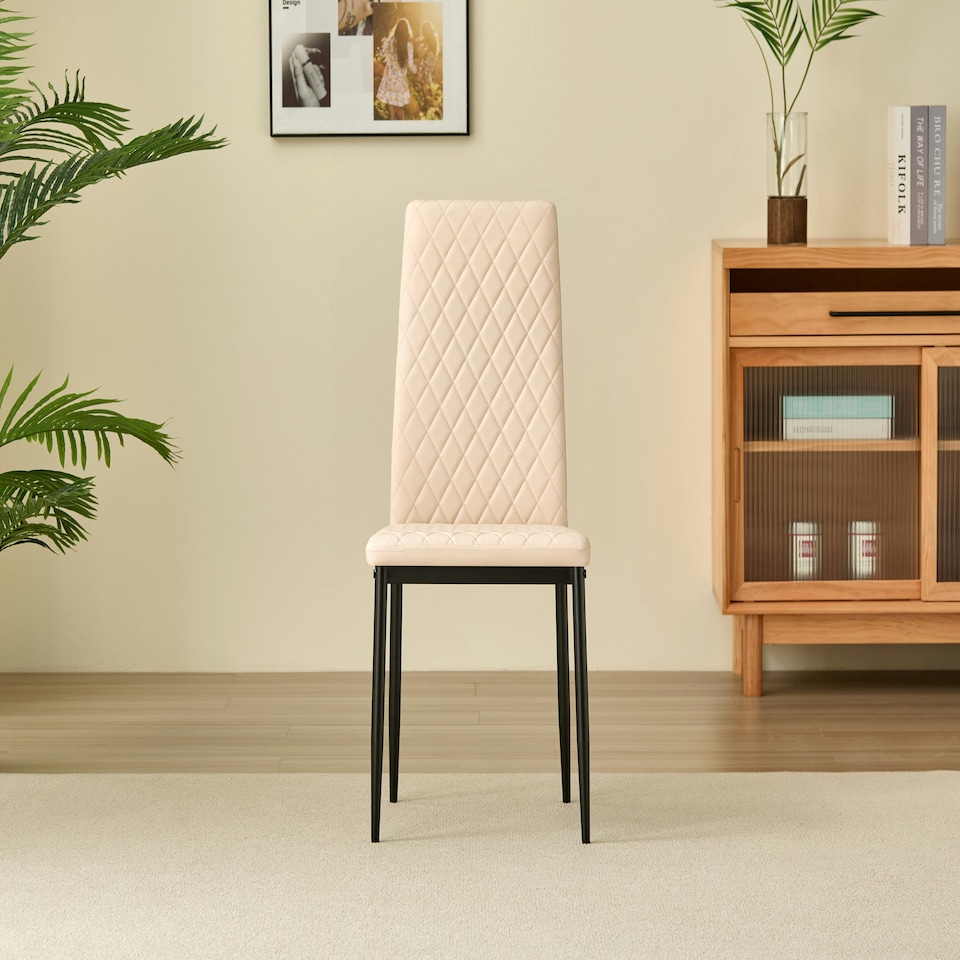 image 1 of Emily Leather Comfort Dining Chairs - Set of 4 | Pink