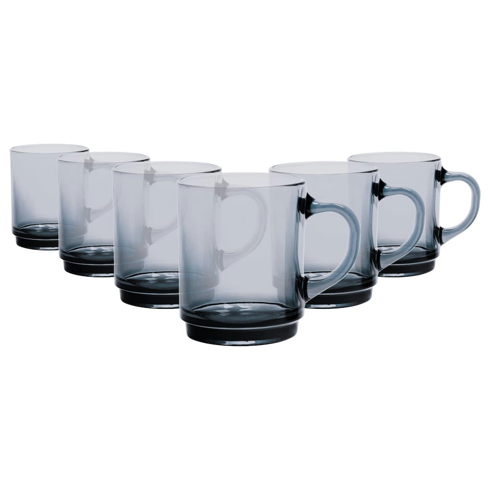 image 1 of Duralex Versailles Glass Coffee Mugs - 260ml - Grey - Pack of 6 Grey
