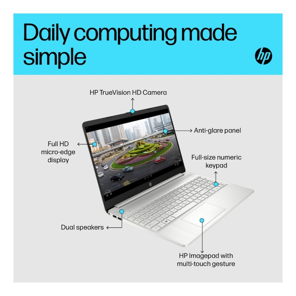 image 1 of HP 15s-fq5021na Laptop 15.6" Intel i5-1235U 8GB RAM 256GB SSD Windows 11 Home - Silver