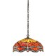 image 1 of Dragonfly Tiffany 3 Light Medium Ceiling Pendant Bronze, Red