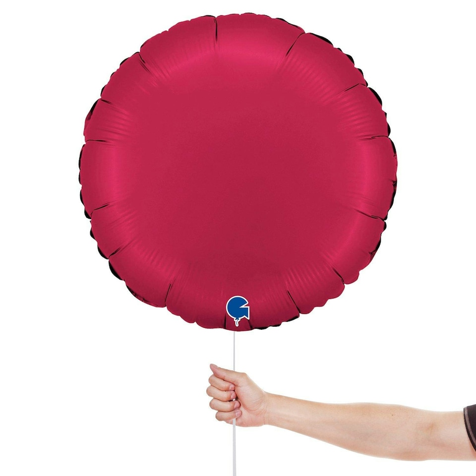 image 1 of Satin Cherry Red Round Shape Foil Helium Balloon 46cm / 18 in