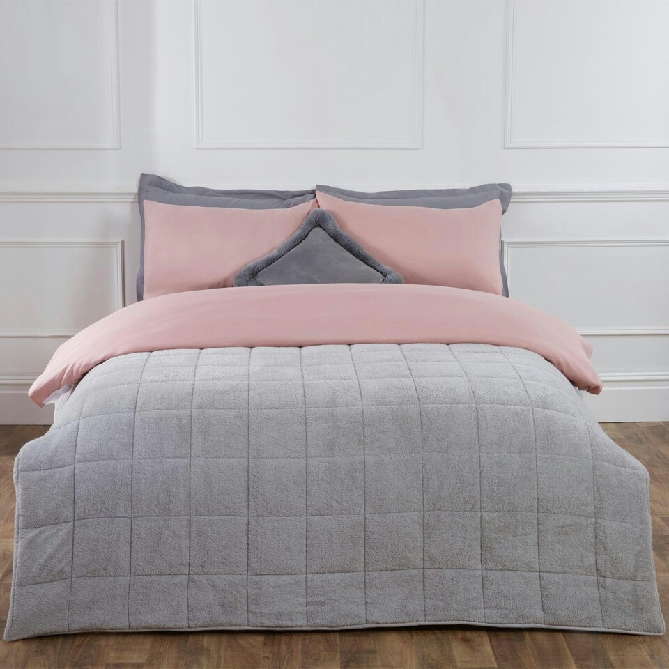 image 1 of OHS Teddy Fleece Weighted Blanket 6kg, 125x180cm - Silver
