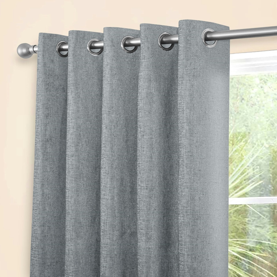 image 1 of Amberley Eyelet Thermal Door Curtain 66" x 84" - Nickel