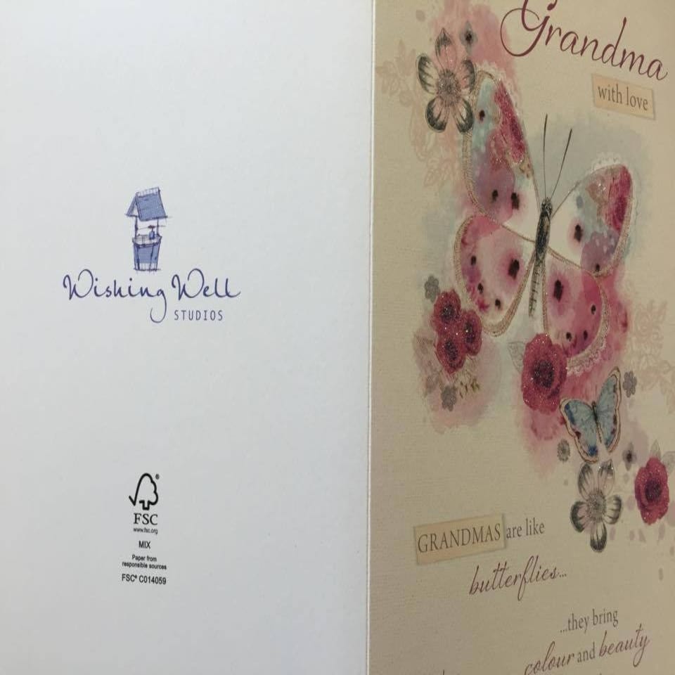image 1 of Butterfly Design Grandma Birthday Greeting Card