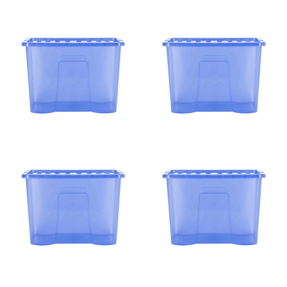 image 1 of Wham Crystal 4 x 80L Stackable Plastic Storage Boxes with Lids