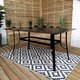 image 7 of 6 Person Rectangular Black Garden Patio Table with Glass Top & Parasol Hole