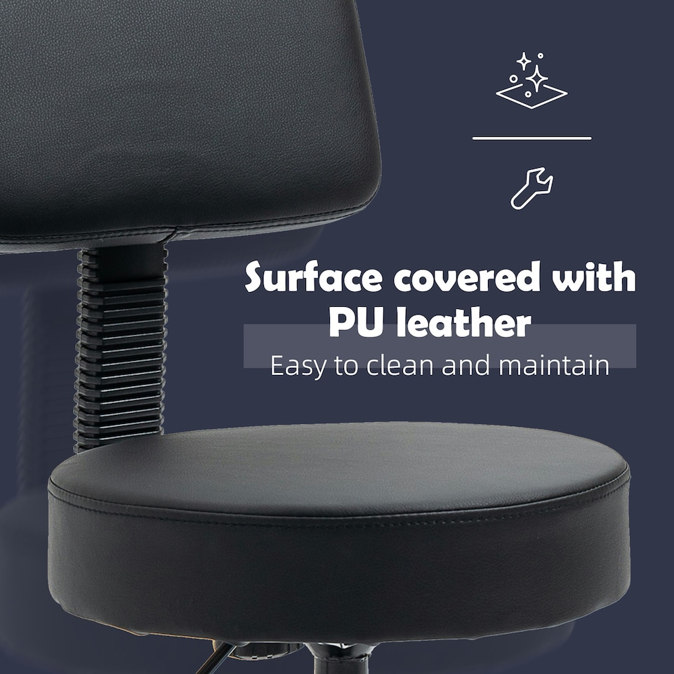 image 1 of HOMCOM Adjustable Swivel Salon Chair Padded Seat Back 5 Wheels Black