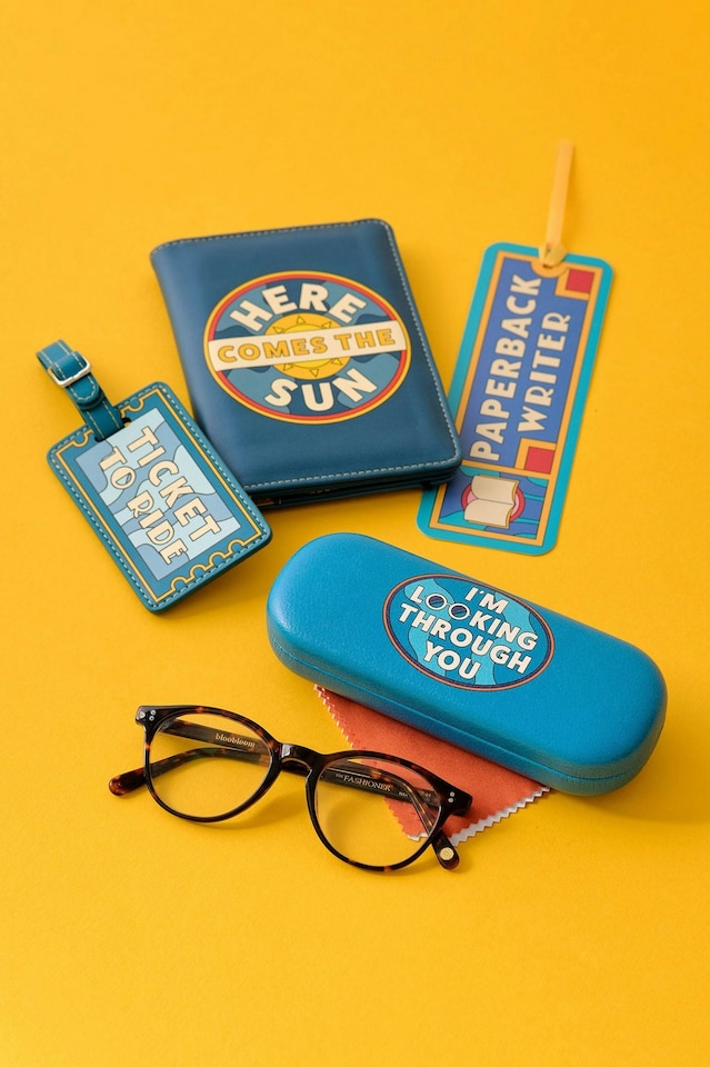 image 1 of The Beatles Ticket to Ride Faux Leather Luggage Tag Blue