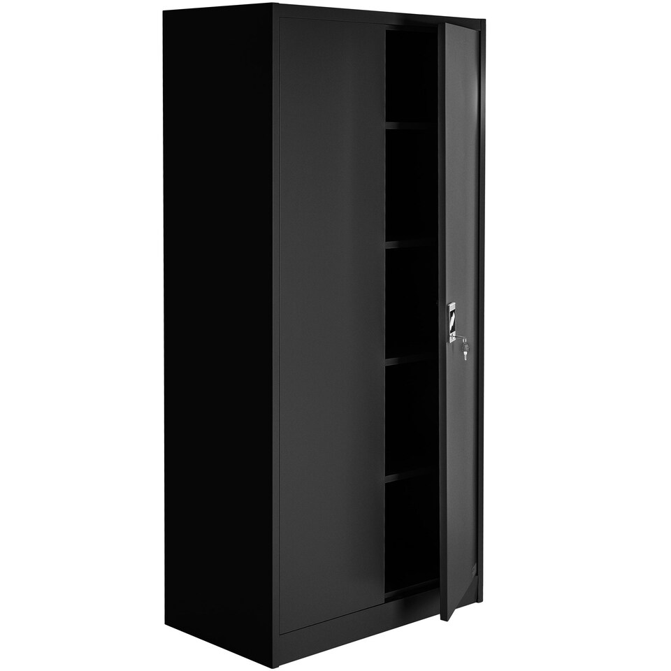 image 1 of Filing Cabinet Set of 2 - 5 height-adjustable shelves, lockable doors Black