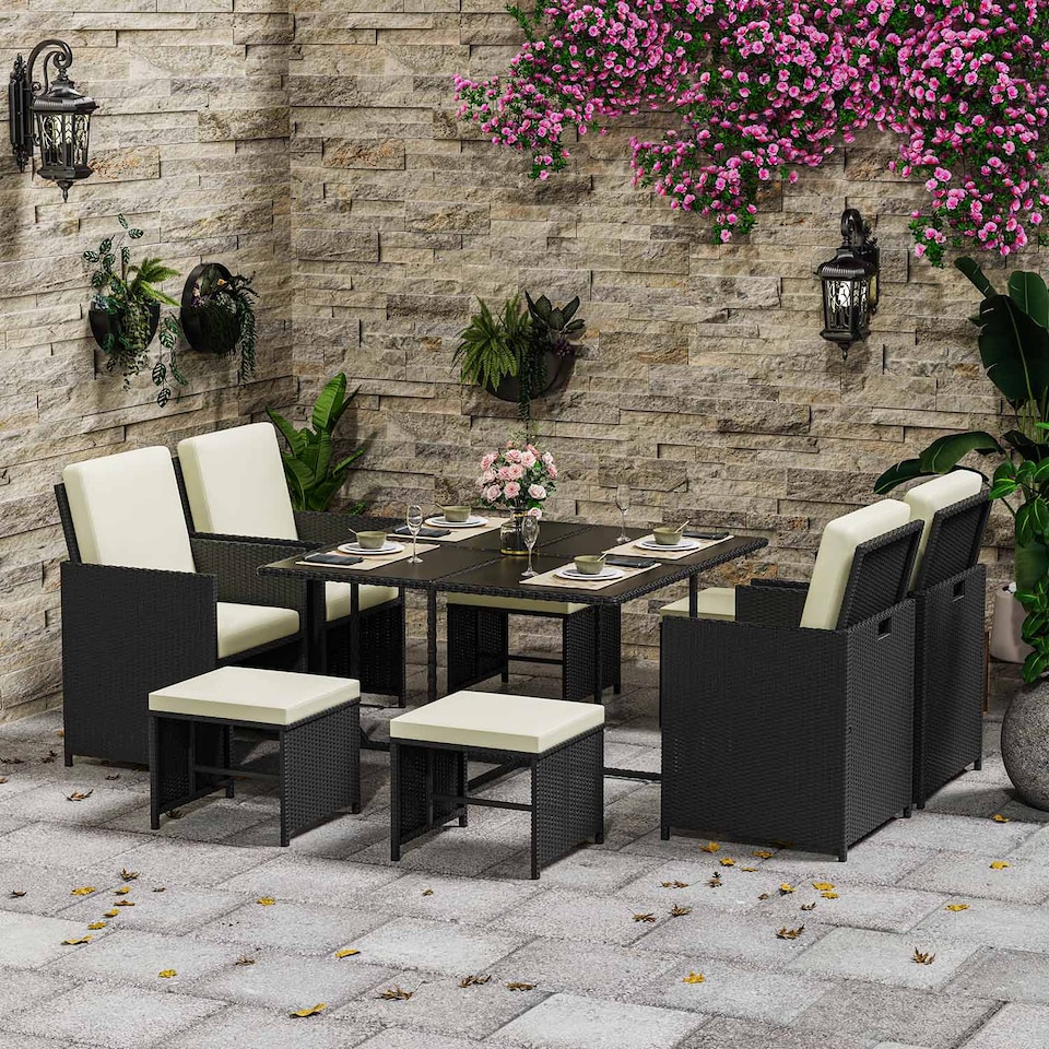 image 1 of Rattantree Rattan Garden Furniture Set 9 Piece Outdoor Dining Set
