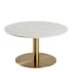image 1 of Corby Round Coffee Table with White Polished Marble Top & Gold Base