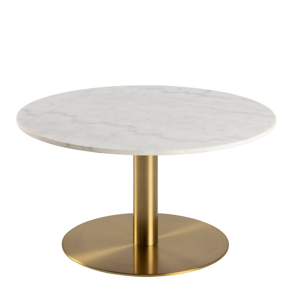 image 1 of Corby Round Coffee Table with White Polished Marble Top & Gold Base