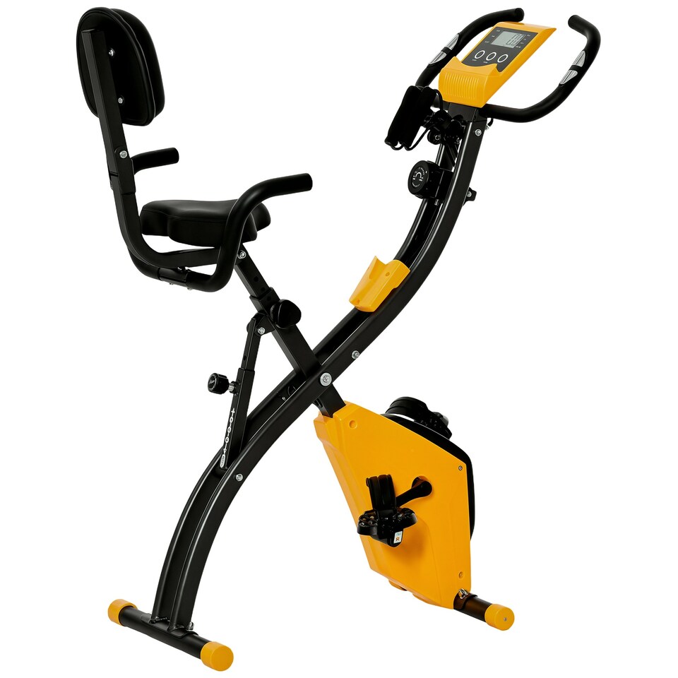 image 1 of HOMCOM 2-In-1 Folding Exercise Bike with 8-Level Magnetic Resistance Yellow