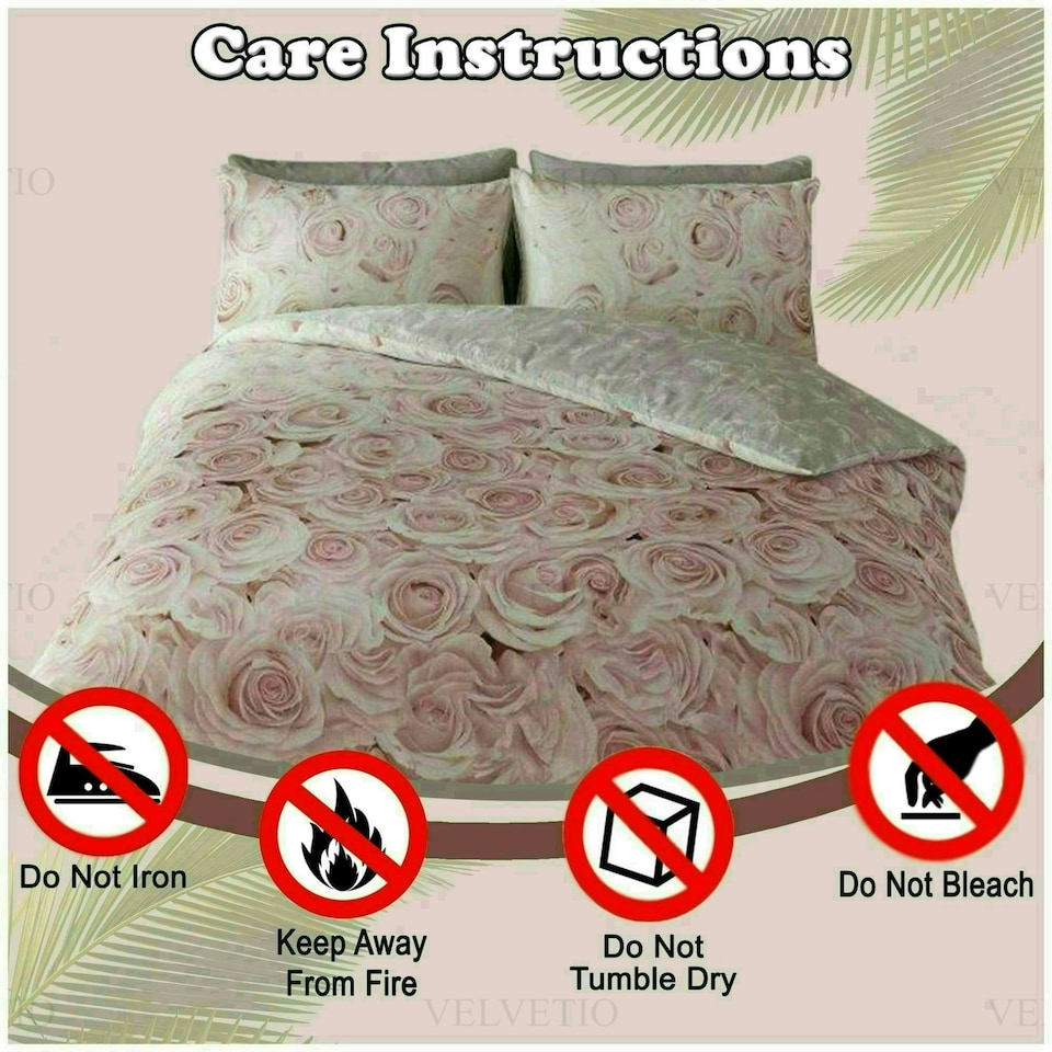 image 1 of VELVETIO Bellerose Floral Printed Duvet Cover Set Rebersible Polycotton Beddings Green | Duck Egg | Double