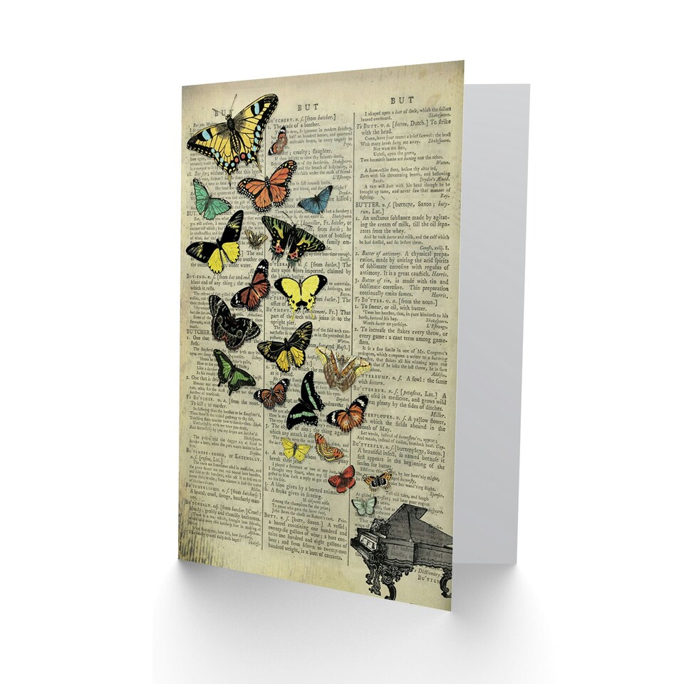 image 1 of Upcycle Butterfly Explosion Piano Birthday Card