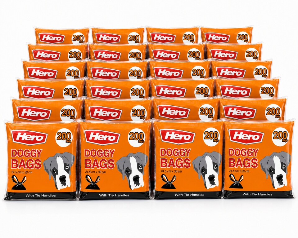 image 1 of Hero 200 Dog Poo Bags with Easy Tie Handles – Extra Thick, Strong & Biodegradable – 200 Pack