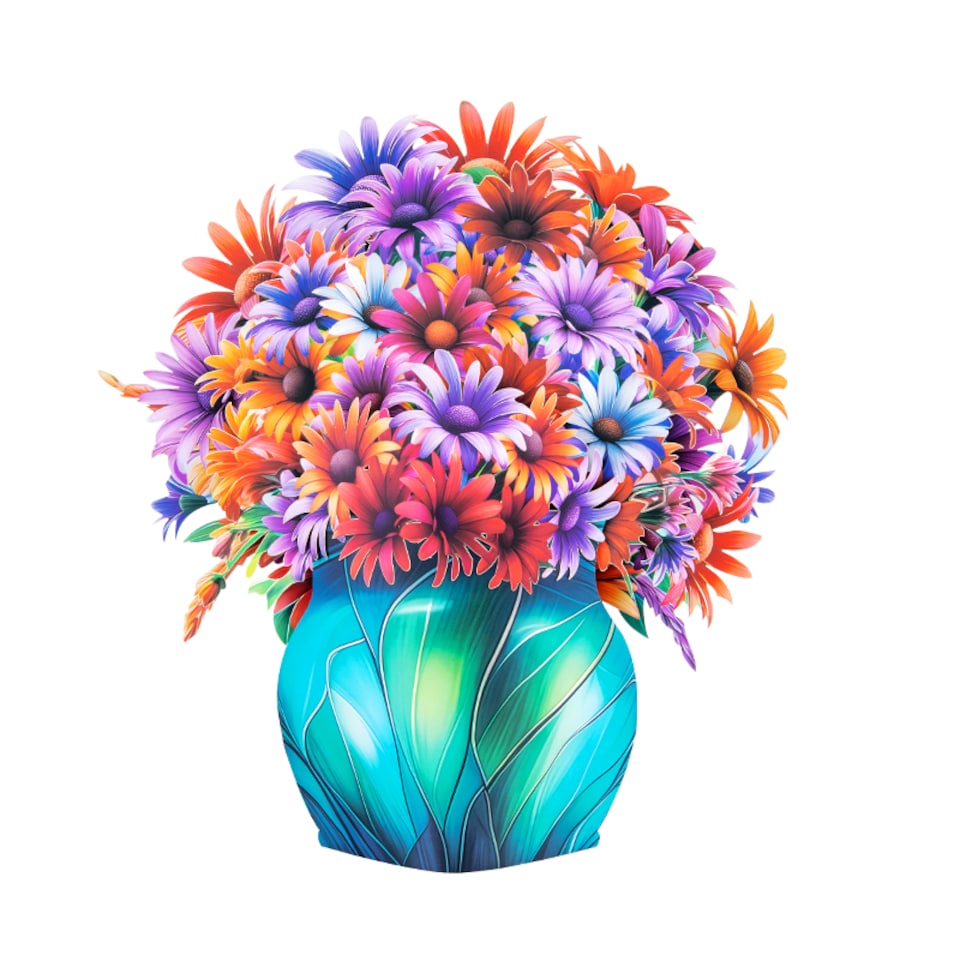 image 1 of Daisy Delight Vibrant 3D Pop Up Flower Vase Greeting Card