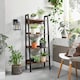 image 5 of 4-Tier Slim Ladder Shelf Vertical Bookcase Storage Unit for Home Office, Rustic Brown and Ink Black