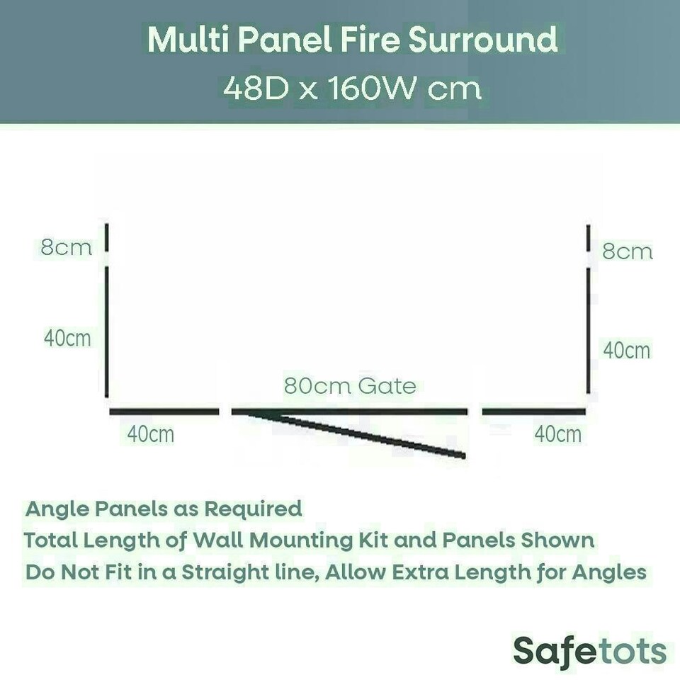 image 1 of Safetots Wooden Multi Panel Fire Surround, 48cm Deep x 160cm Wide, Natural Wood, 76cm Tall, Baby and Toddler Fire Guard, Safety Barrier for Fireplaces
