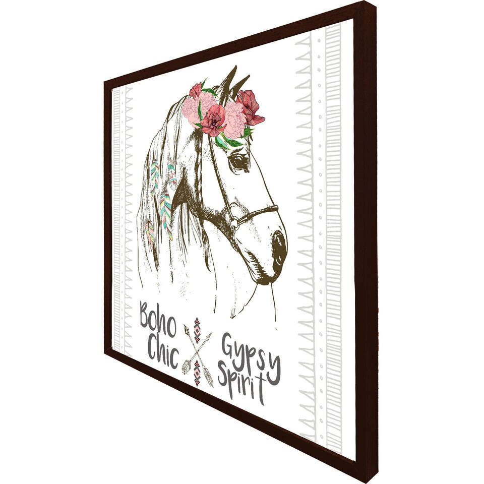 image 1 of Horse with flower chic (Picutre Frame) Grey | M