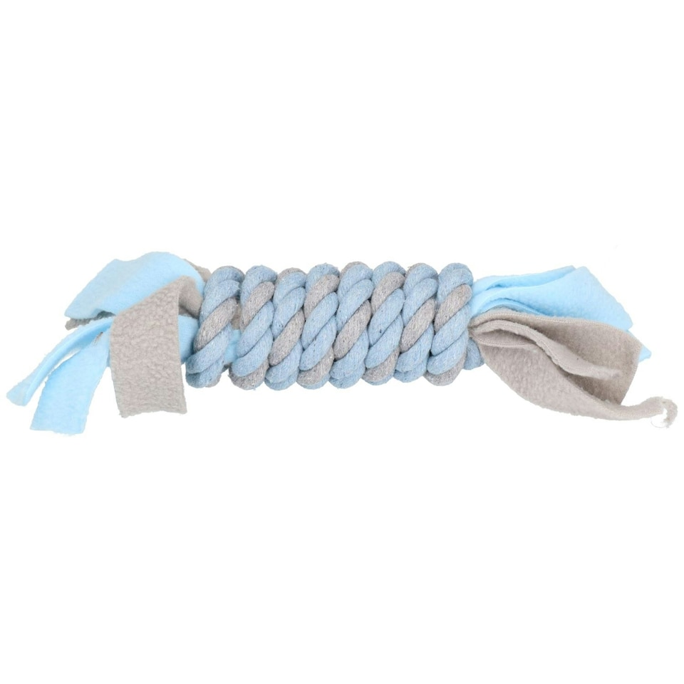 image 1 of Blue Small Dog Puppy Fleecy Rope Coil Toy Great For Teeth & Gums