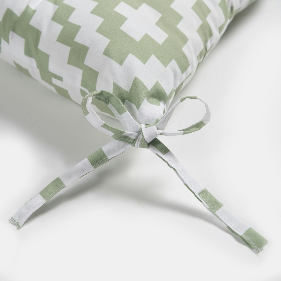 image 1 of OHS 2 x Geometric Waterproof Outdoor Garden Patio Deck Chair Tie Soft Comfy Cushion Filled Seat Pads Green | Sage | 40 x 40cm