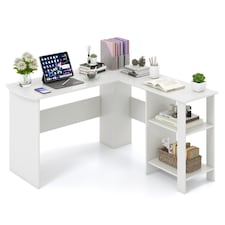 COSTWAY L-Shaped Corner Computer Desk Workstation Desk White
