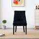 image 2 of Set of 2 Velvet Dining Chairs Ergonomic Scoop Knockerback & Button Tufted Wood Legs Black